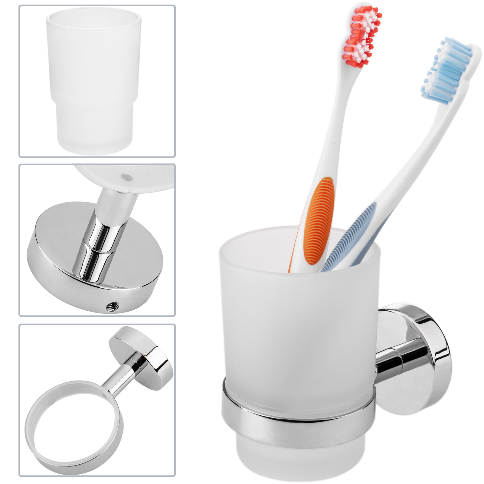 Vaso 68mm Diámetro Porta Cepillo De Dientes Con Soporte Porta Vaso De Pared Modelo Paddy_1