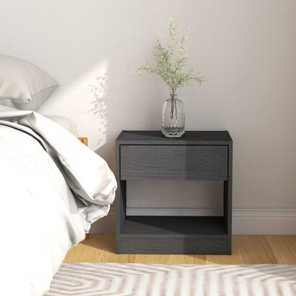 Mesitas De Noche 2 Uds Madera Maciza De Pino Gris 40x31x40 Cm_1