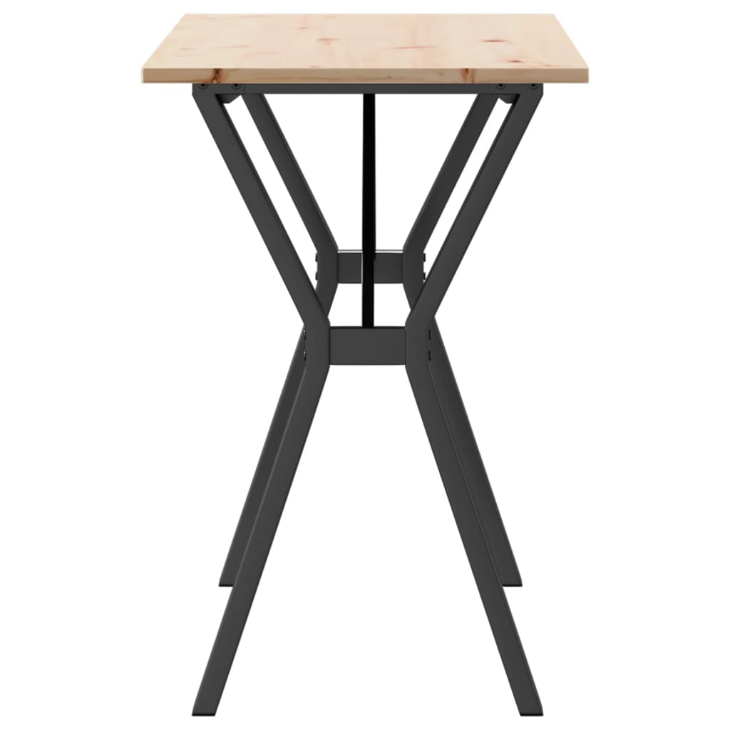 Mesa De Comedor Marco Y Madera Maciza Pino Y Acero 100x50x75cm_3