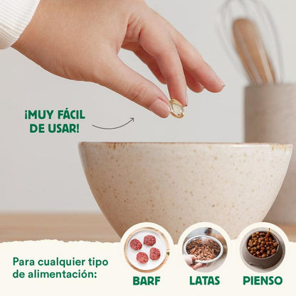 Pelaje Radiante Cápsulas Omega 3 natural para mascotas Wild Balance 60 perlas