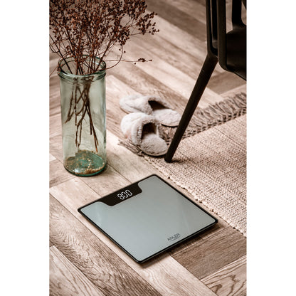 Báscula De Baño Digital Alta Precisión 180kg, Pantalla Led Apagado Automático, Vidrio Templado Adler Ad8174s Plata