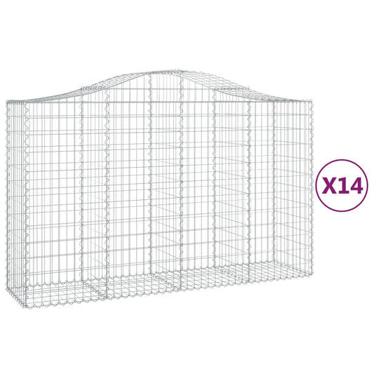 Cestas Gaviones 14 Uds Forma De Arco Hierro 200x50x120/140 Cm_0