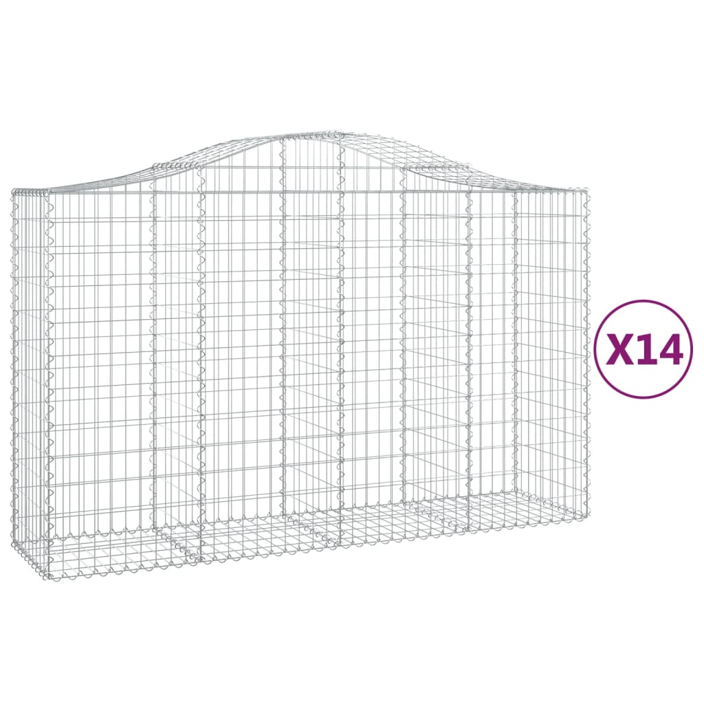Cestas Gaviones 14 Uds Forma De Arco Hierro 200x50x120/140 Cm_0