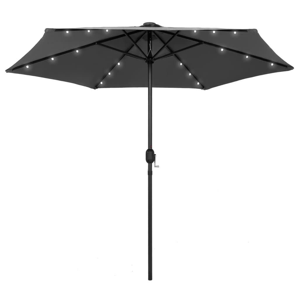 Vidaxl Sombrilla De Jardín Luces Led Palo De Aluminio Antracita 270 Cm_0