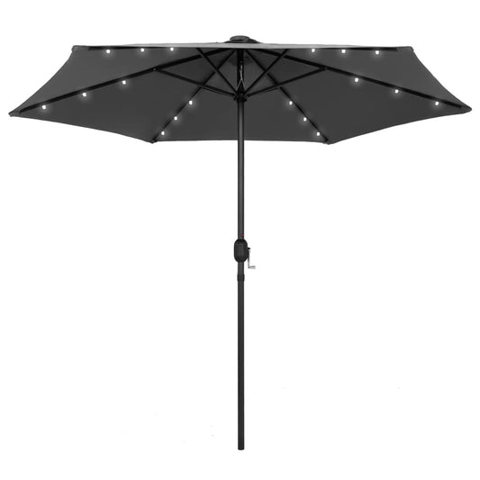 Vidaxl Sombrilla De Jardín Luces Led Palo De Aluminio Antracita 270 Cm_0