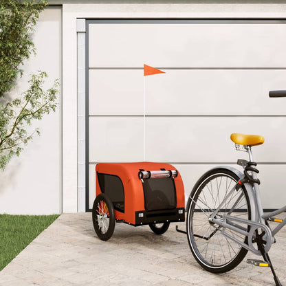 Remolque De Bicicleta Mascotas Hierro Tela Oxford Naranja Negro_1