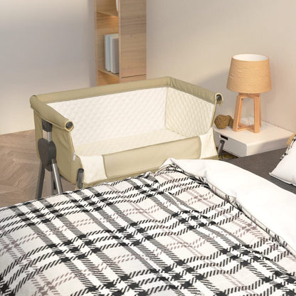 Vidaxl Cuna Con Colchón Tela De Lino Gris Taupe_1