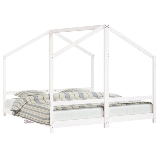 Vidaxl Estructura De Cama Para Niños Madera Pino Blanco 2x(90x190) Cm_0