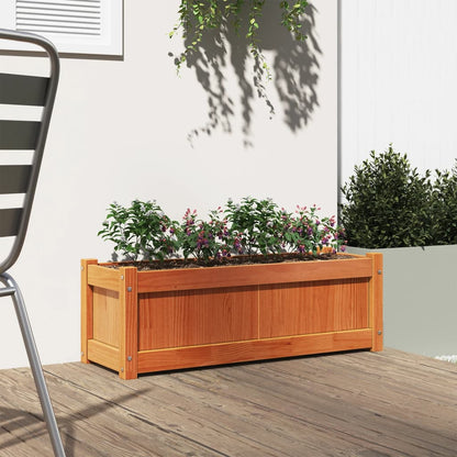 Jardinera Exterior Madera Maciza Pino Marrón Cera 90x31x31 Cm_2