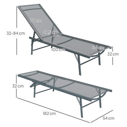 Outsunny Pack De 2 Tumbonas Jardín Exterior 164x54x84 Cm Gris Claro_2