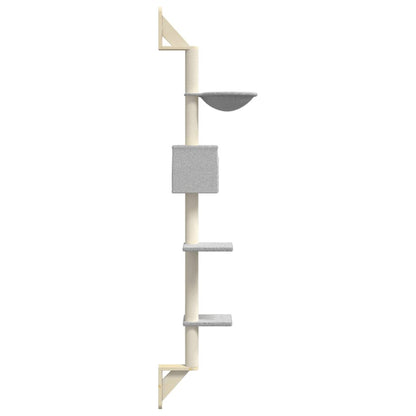 Vidaxl Árbol Rascador Para Gatos De Pared Gris Claro 187 Cm_4