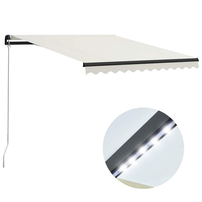 Toldo Retráctil Manual Con Led Crema 300x250 Cm_1