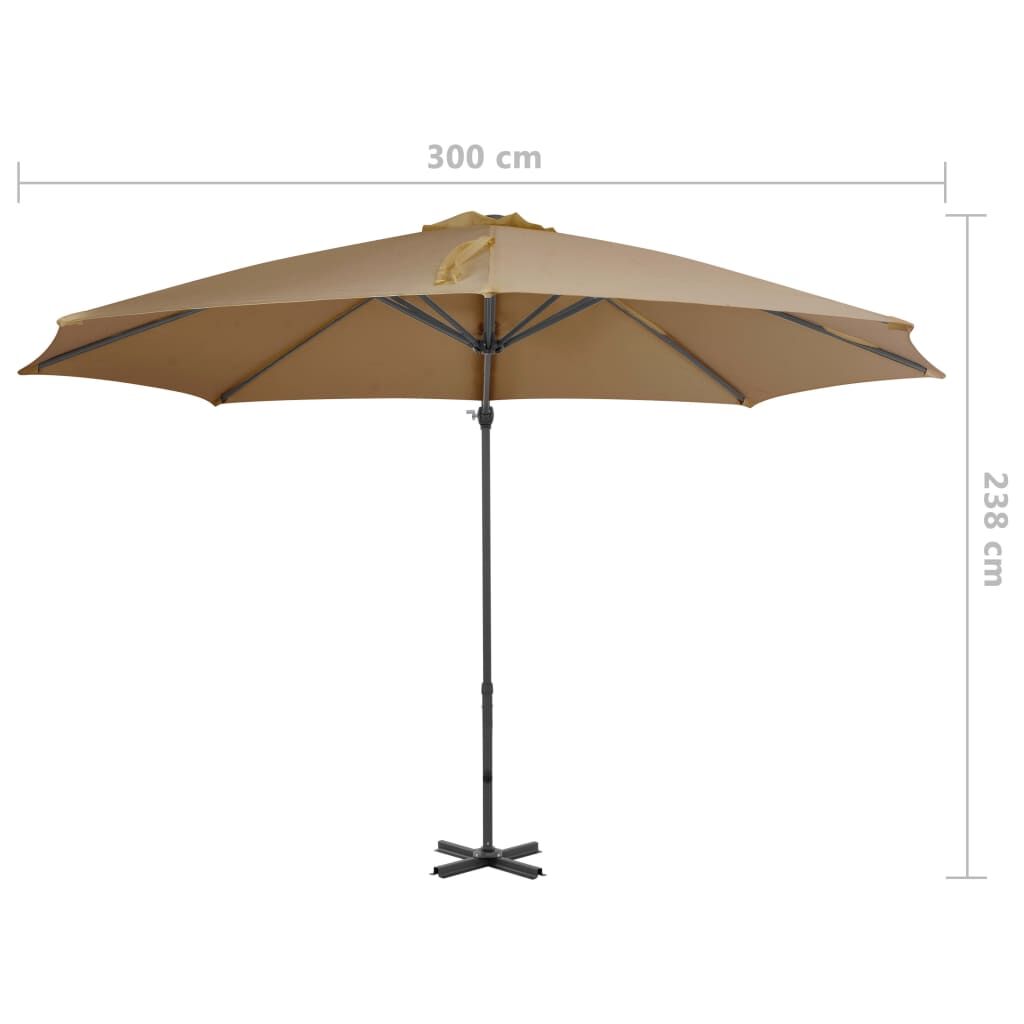 Vidaxl Sombrilla De Jardín Voladiza Palo De Aluminio Taupe 300 Cm_2