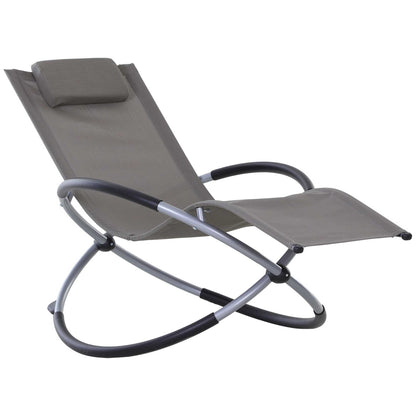 Outsunny Tumbona Mecedora De Jardín Con Reposacabezas 154x80x84cm Gris_0