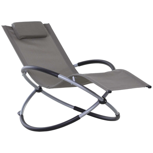 Outsunny Tumbona Mecedora De Jardín Con Reposacabezas 154x80x84cm Gris_0