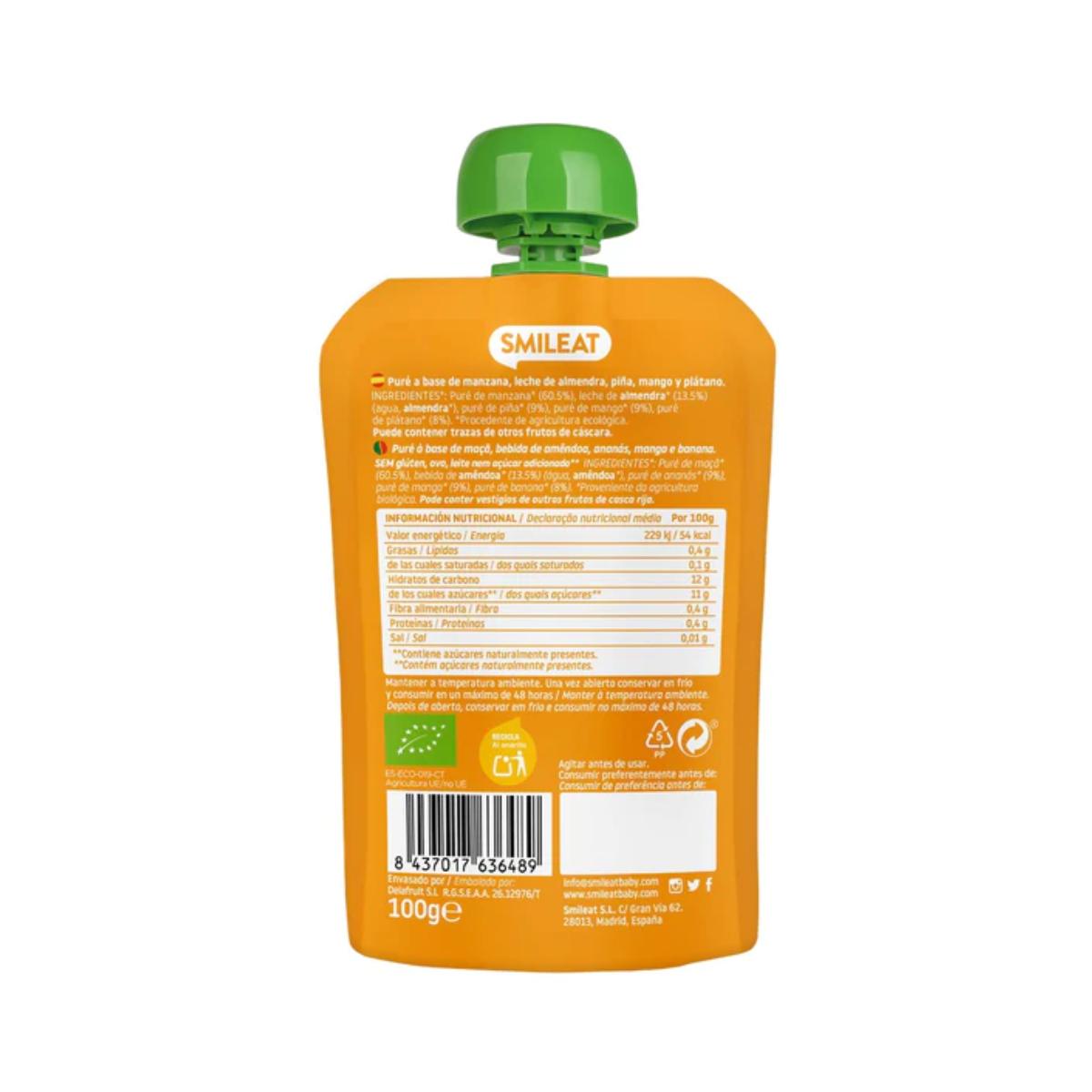 Pouch Almendra, Mango y Piña ECO Smileat, 100gr