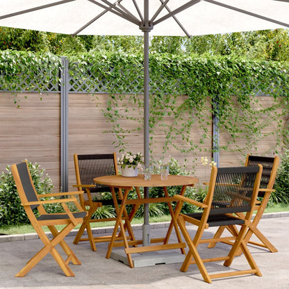 Set De Comedor Jardín 5 Pzas Polipropileno Madera Maciza Negro / Vetonek_4