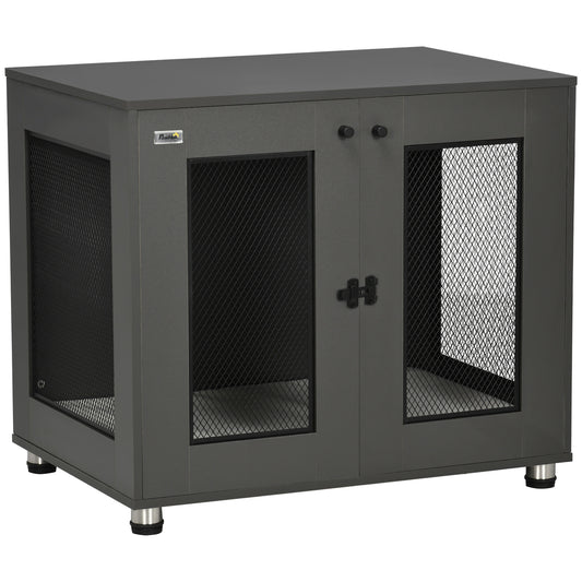 Pawhut Jaula Para Perros Mesa Auxiliar Con 2 Puertas Con Pestillo 80x55x70 Cm_0