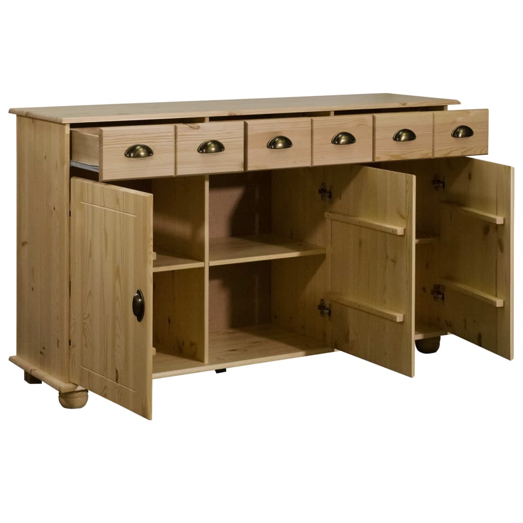 Aparador De Madera Maciza De Pino 134x39x79,5 Cm_2