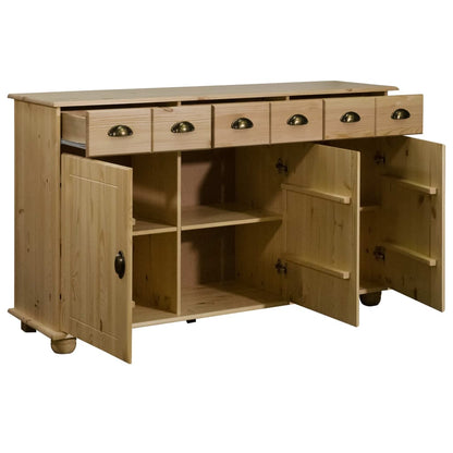 Aparador De Madera Maciza De Pino 134x39x79,5 Cm_2