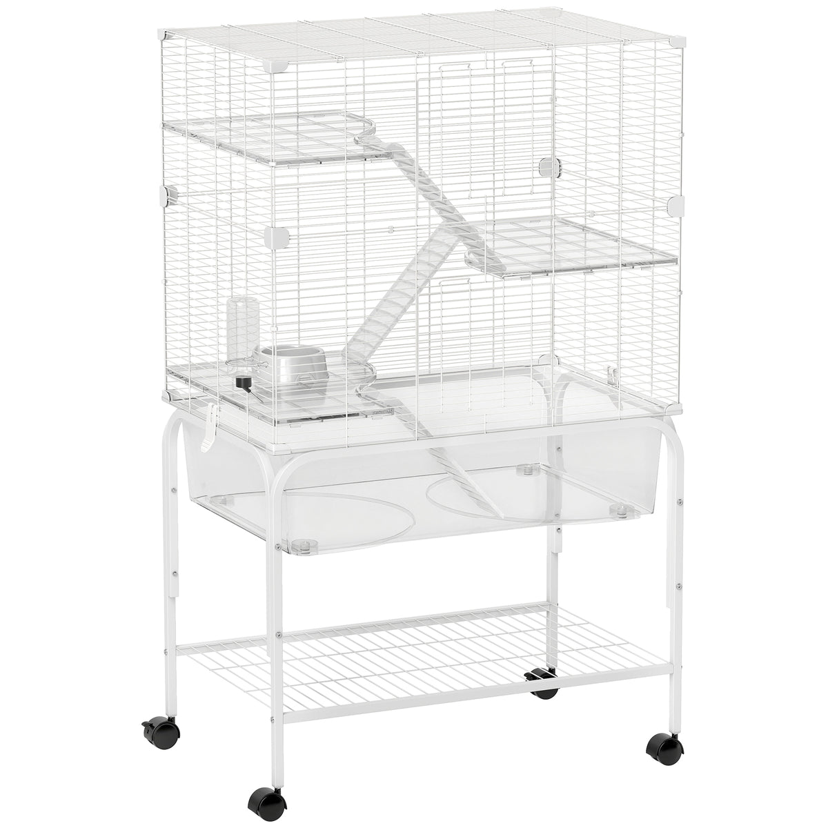 Jaula Animales Pequeños Pawhut Acero, Pet Blanco 73x47x123 Cm D51-490v01wt_0