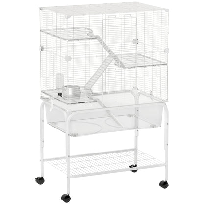 Jaula Animales Pequeños Pawhut Acero, Pet Blanco 73x47x123 Cm D51-490v01wt_0