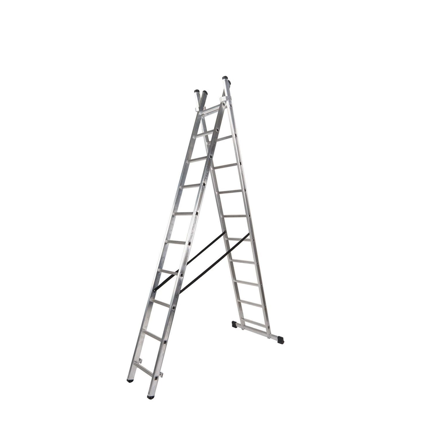 Escalera Aluminio 2 Tramos 9+9 Peldaños. Plegable, Antideslizante, Resistente_0