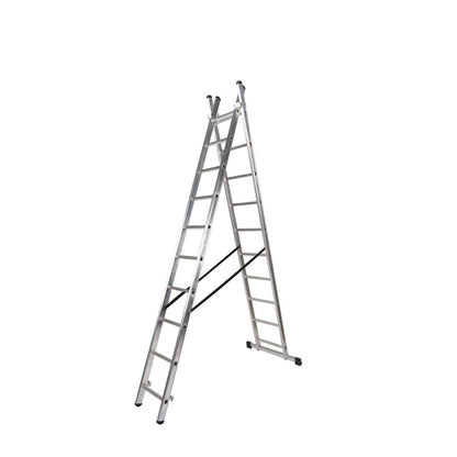 Escalera Aluminio 2 Tramos 7+7 Peldaños. Plegable, Antideslizante, Resistente_0
