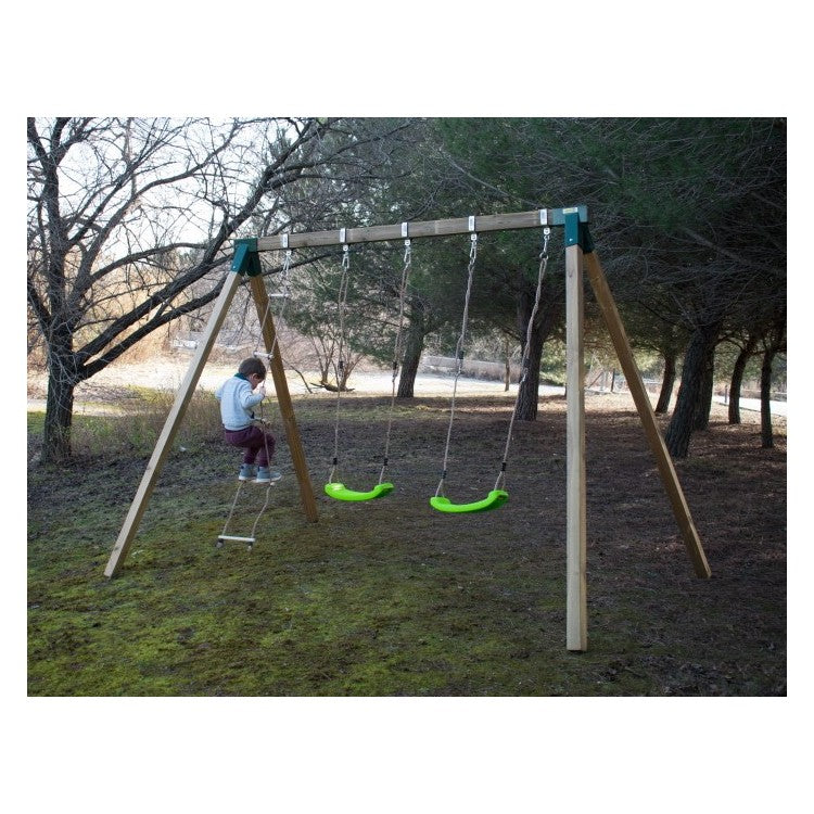 Columpio Doble De Madera Cuadrada Masgames Yua Xl.