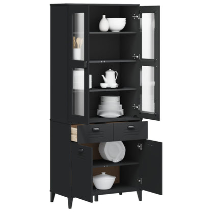 Aparador Alto Viken Madera Maciza De Pino Negro 80x40x190 Cm / Vetonek_1