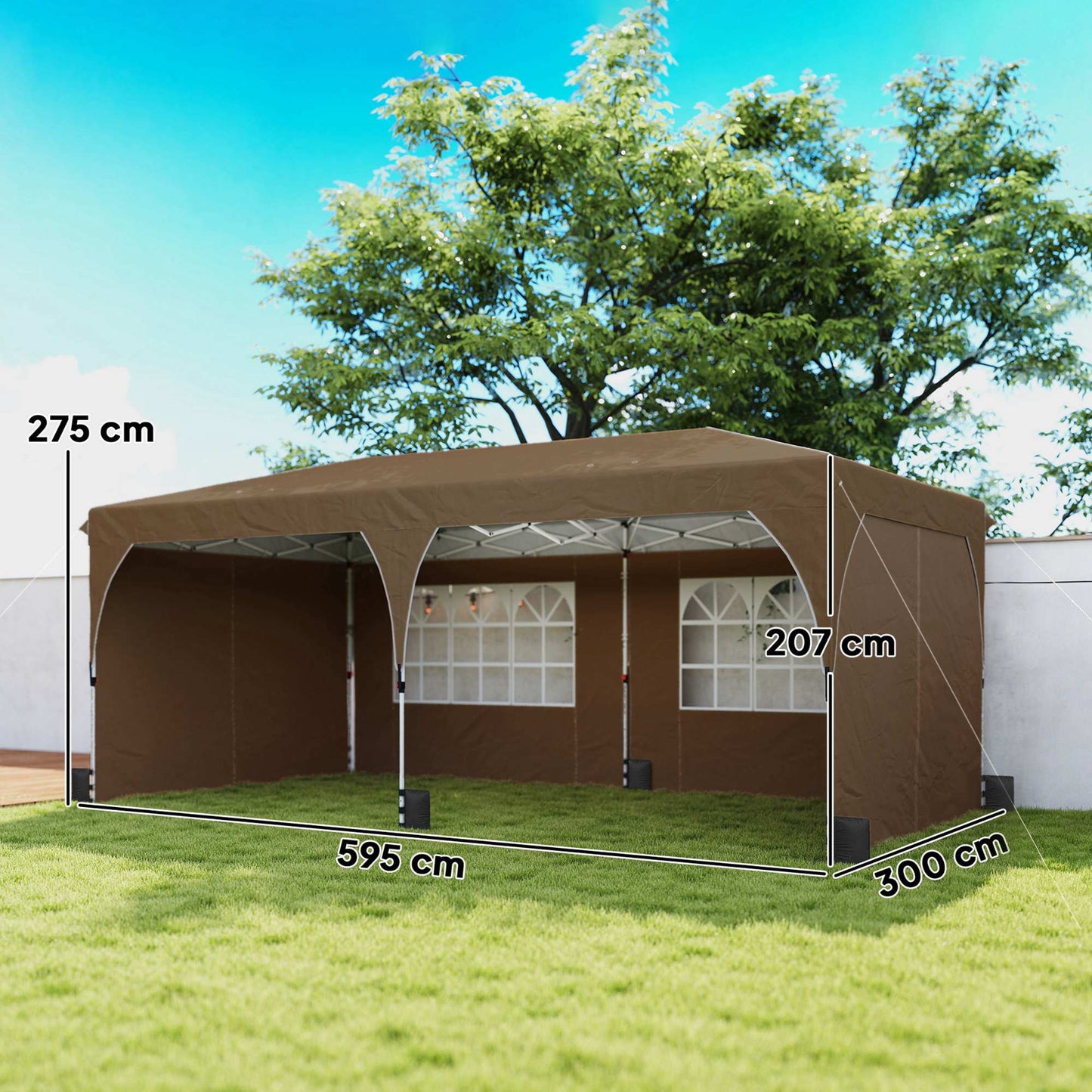 Outsunny Carpa Plegable 6x3 M Con Montaje Rápido Y Tiras Reflectantes Beige_2