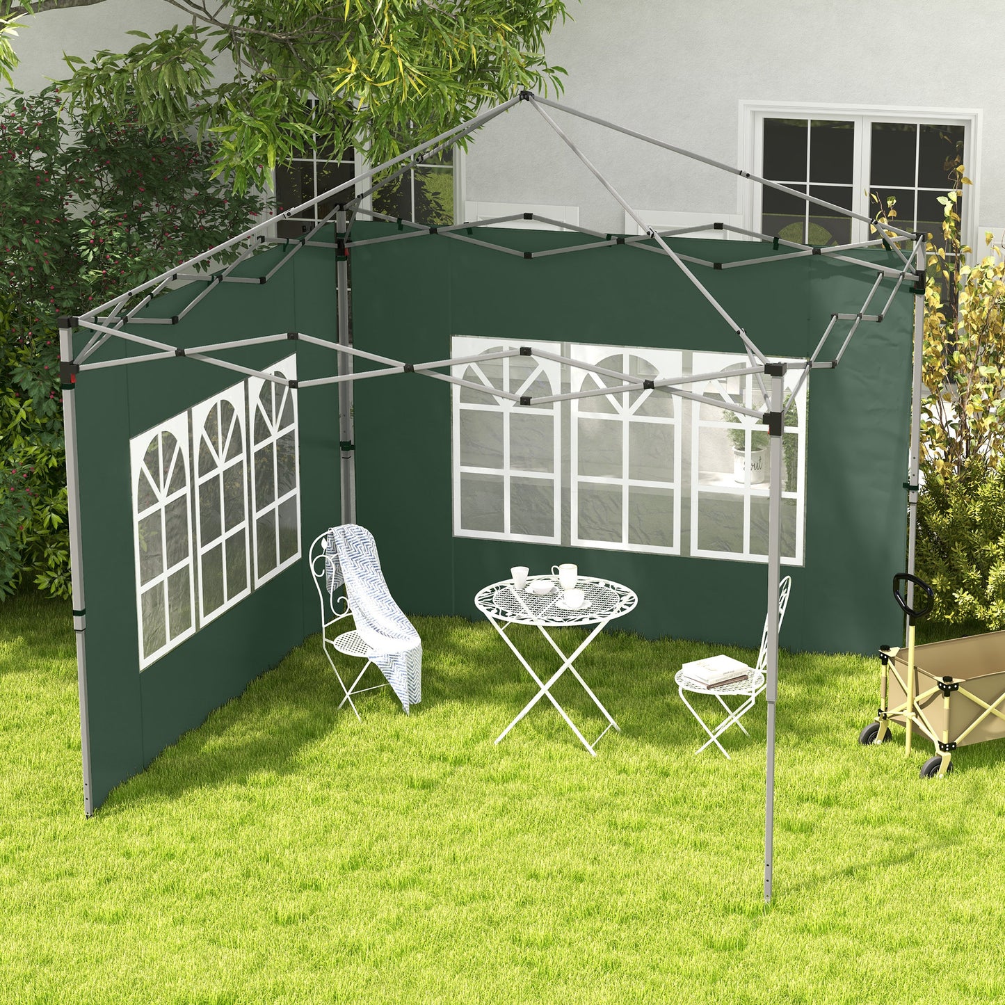 Outsunny Paredes Laterales Para Carpa De 2 Paneles 295x195 Cm Con Ventana Verde_1