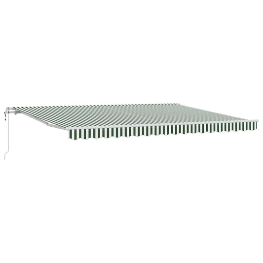 Toldo Retráctil Verde Y Blanco 450 X 300 Cm Tela Y Aluminio_0