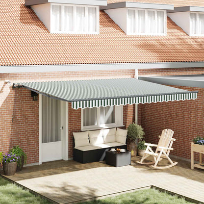 Toldo Retráctil Verde Y Blanco 450 X 300 Cm Poliéster_1