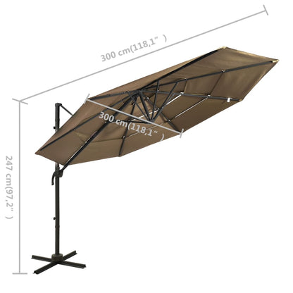 Vidaxl Sombrilla Jardín De 4 Niveles Con Palo De Aluminio Taupe 3x3 Cm_2