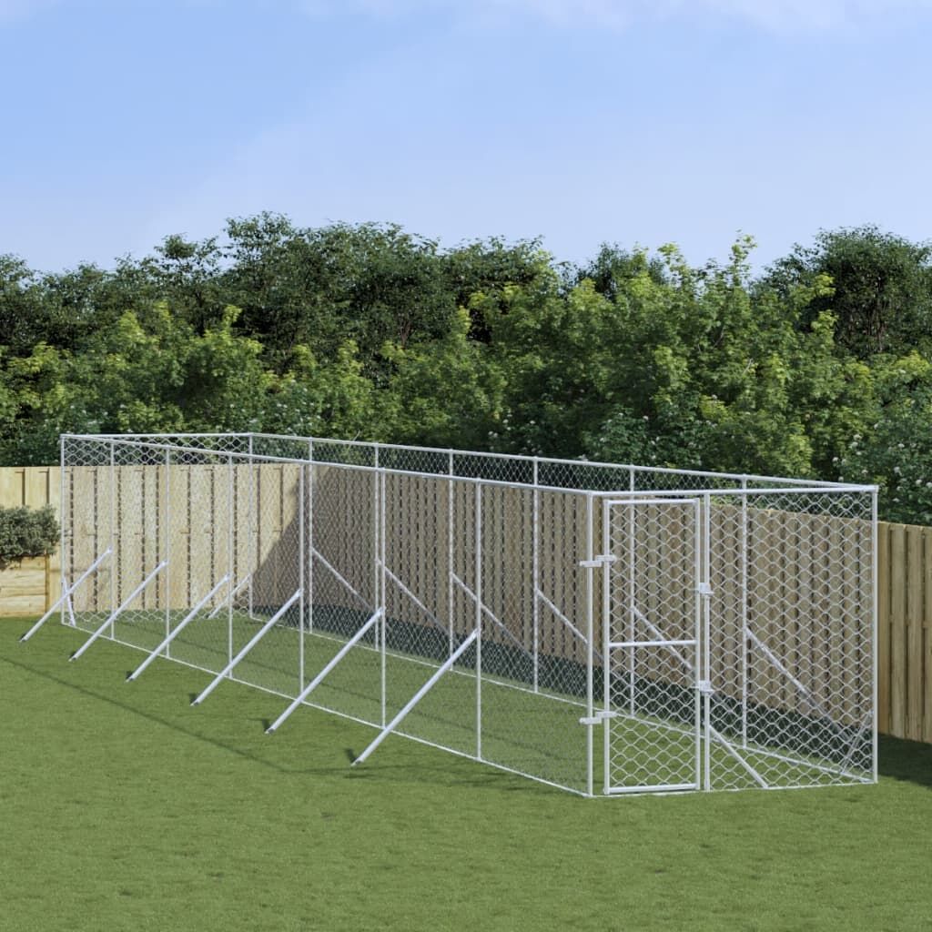 Vidaxl Perrera De Exterior Acero Galvanizado Plateado 2x14x2 M_1