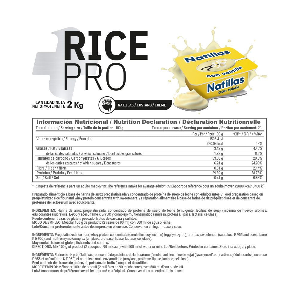 Rice Pro (crema De Arroz Con Proteína) - 2 Kg - Natillas De Vainilla - Crema De Arroz - Masmusculo_5