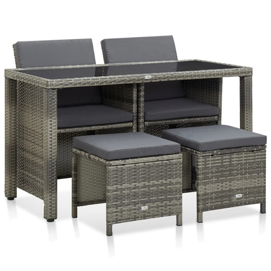 Vidaxl Set De Comedor De Jardín 5 Pzas Y Cojines Ratán Sintético Gris_0