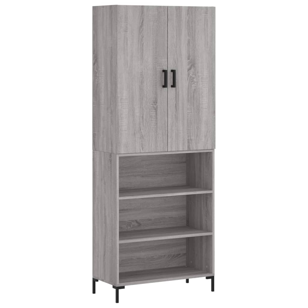 Aparador Alto Madera Contrachapada Gris Sonoma 69,5x34x180 Cm_1