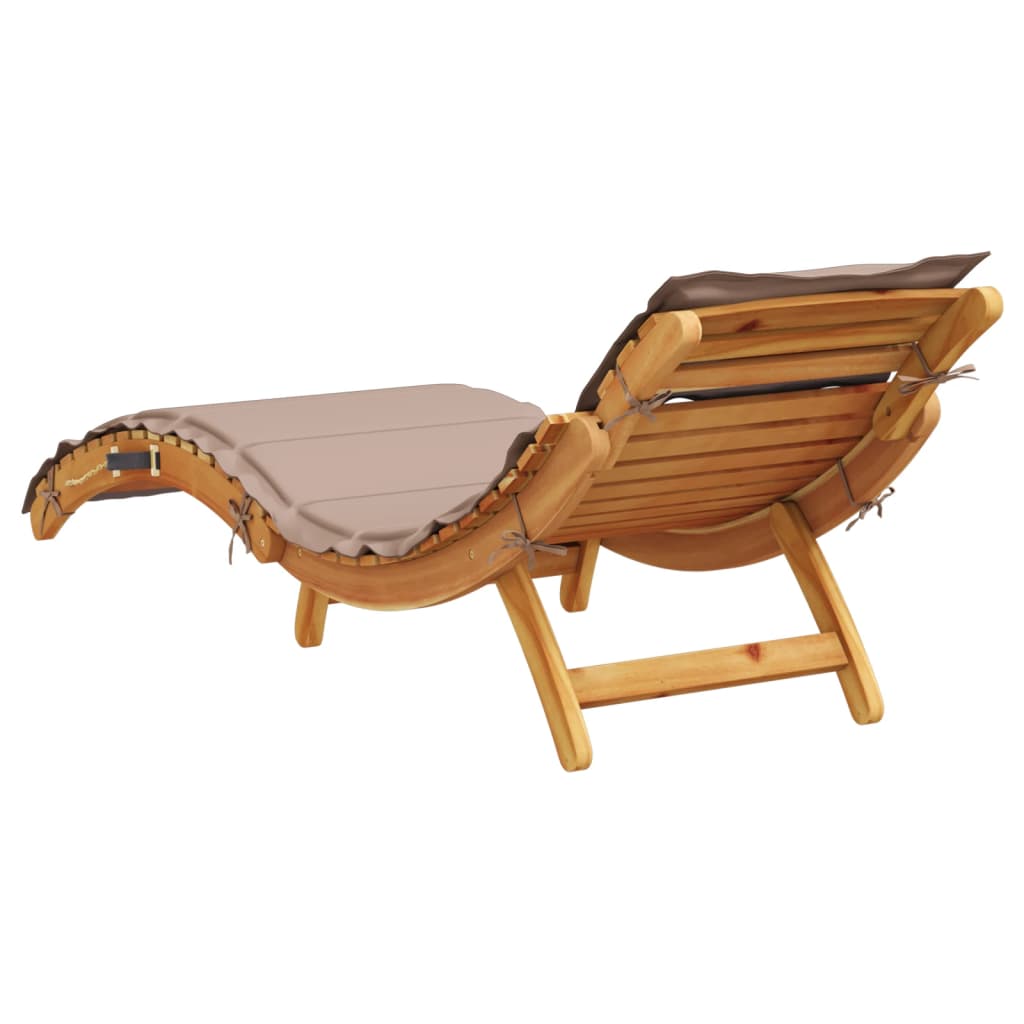Tumbona Con Cojín Taupe Madera Maciza De Acacia / Vetonek_1