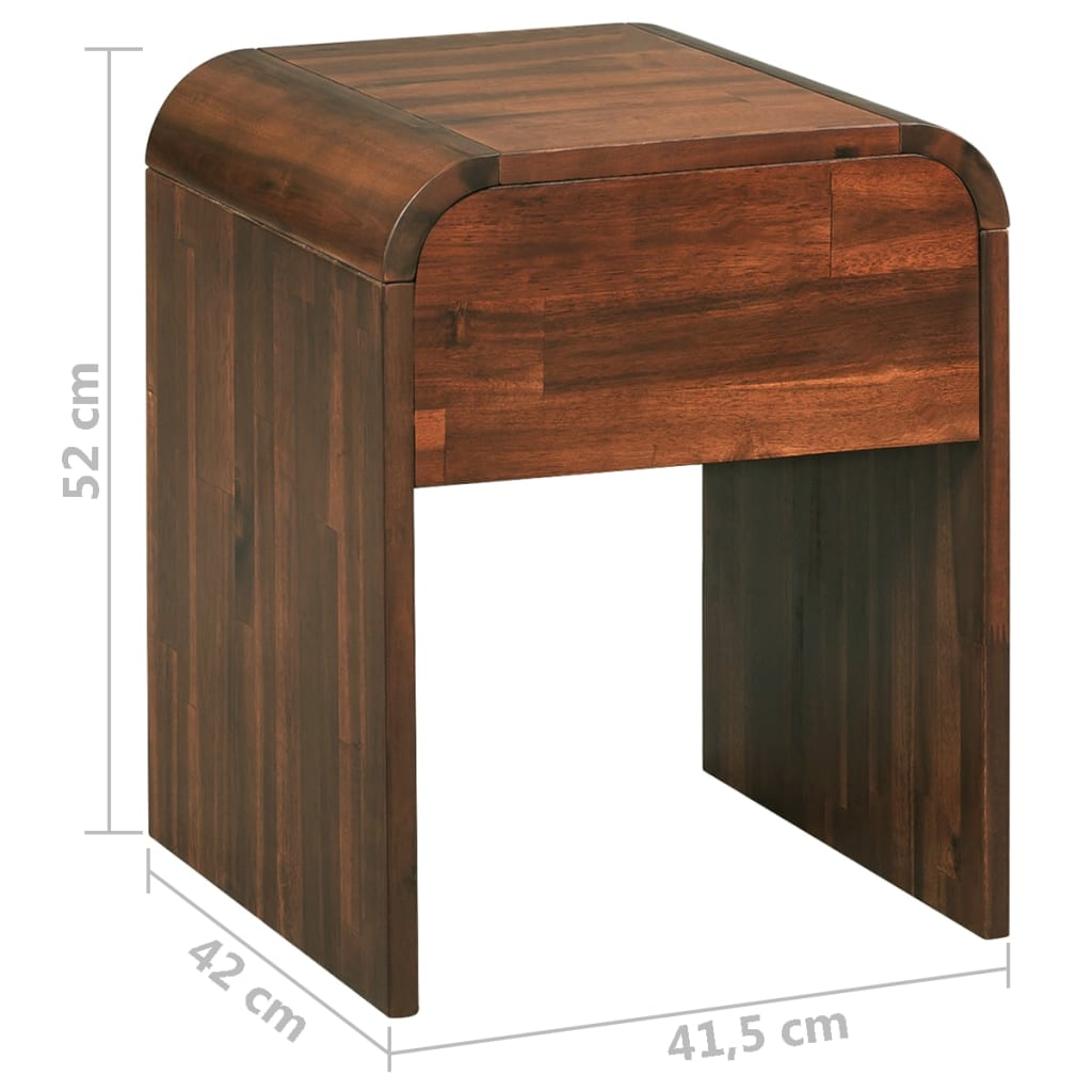 Mesita De Noche De Madera Maciza Acacia 41,5x42x52 Cm_4