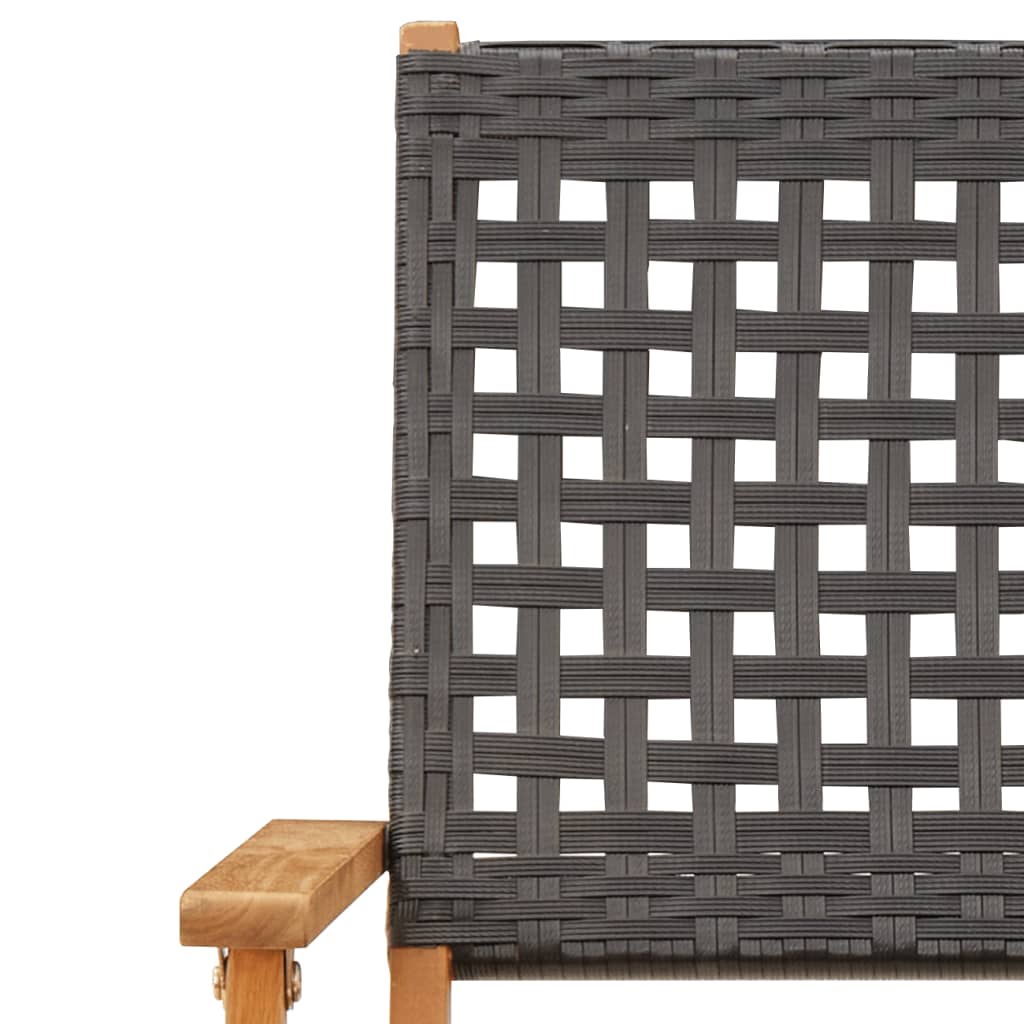 Set De Comedor De Jardín 5 Pzas Ratán Pe Madera Maciza Negro / Vetonek_5