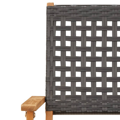 Set De Comedor De Jardín 5 Pzas Ratán Pe Madera Maciza Negro / Vetonek_5