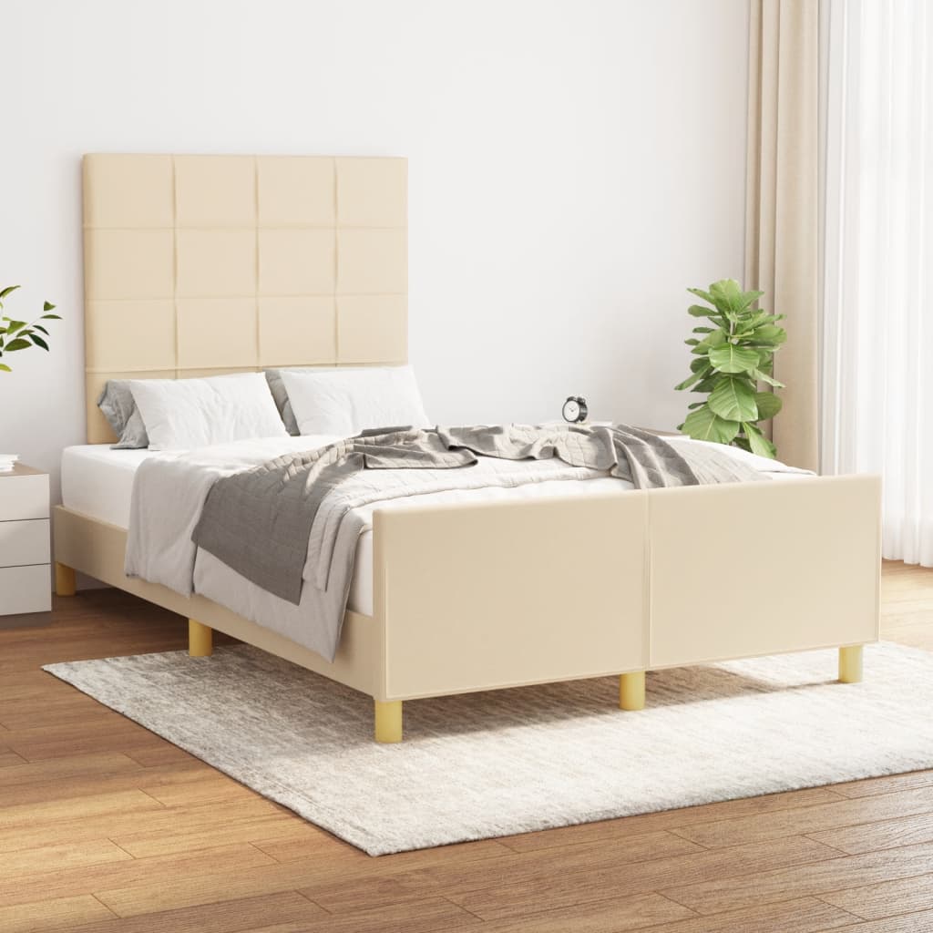 Estructura De Cama Con Cabecero De Tela Color Crema 120x200 Cm / Vetonek_1