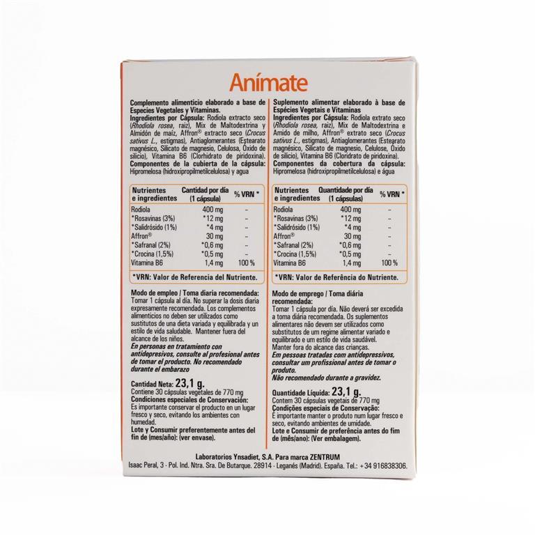 Anímate Rodiola Y Azafrán 30 Cápsulas Zentrum