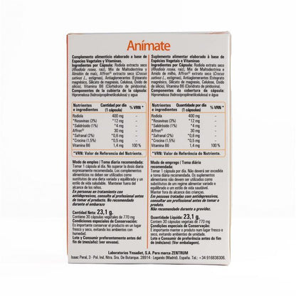 Anímate Rodiola Y Azafrán 30 Cápsulas Zentrum