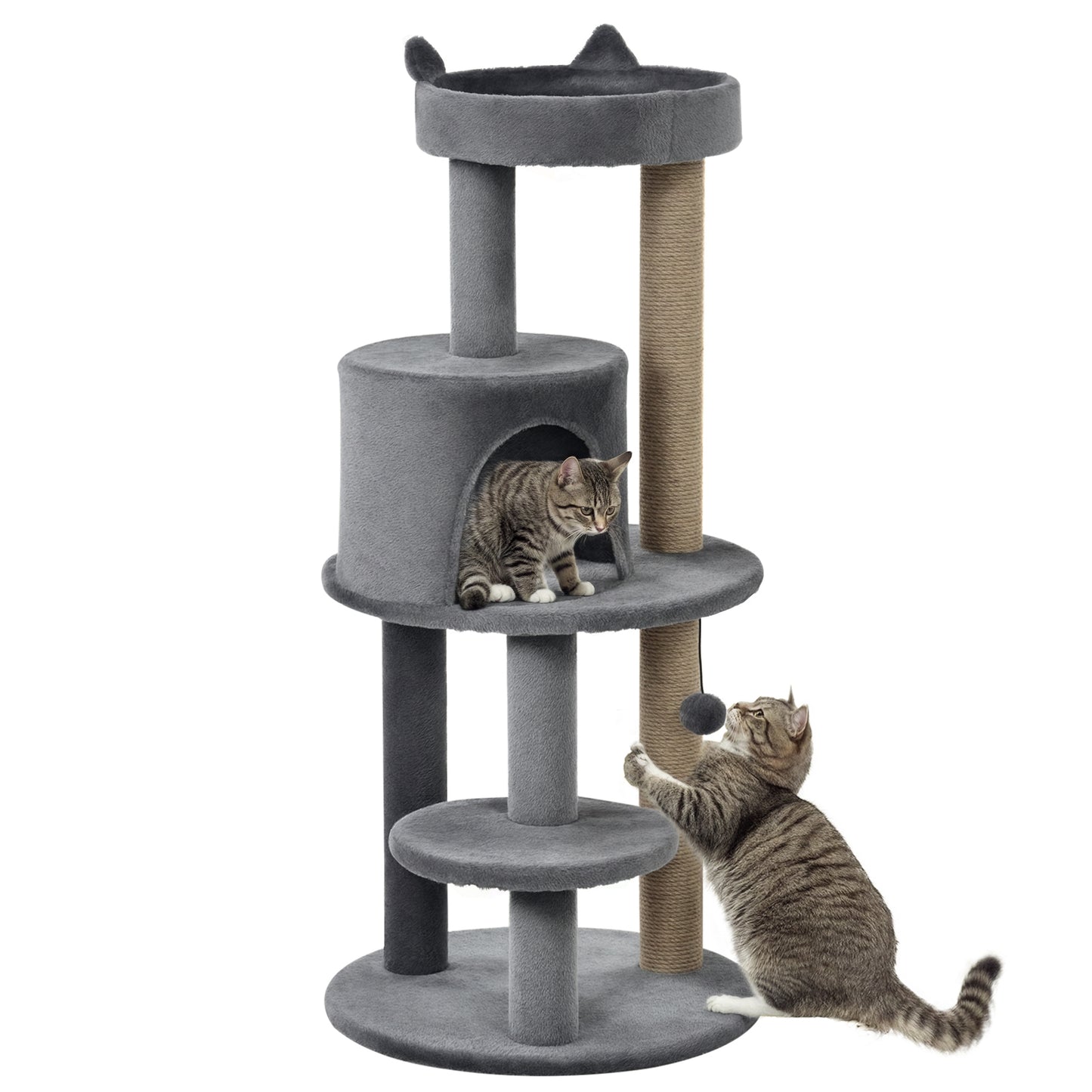 Pawhut Árbol Rascador Para Gatos 104 Cm Con Plataformas Refugio Postes De Sisal_0