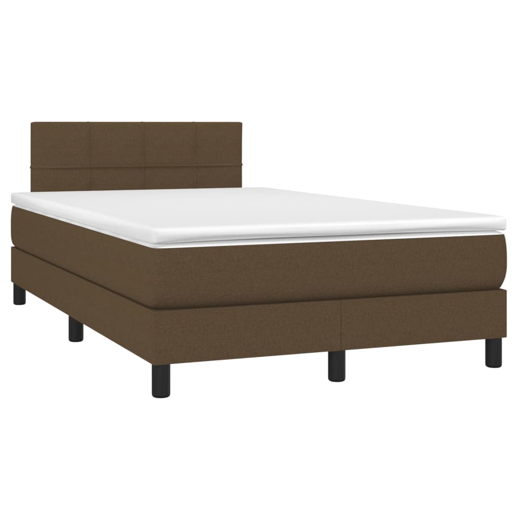 Cama Box Spring Con Colchón Y Led Tela Marrón Oscuro 120x200 Cm / Vetonek_3