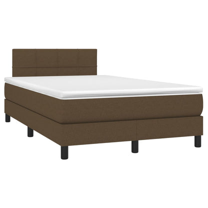 Cama Box Spring Con Colchón Y Led Tela Marrón Oscuro 120x200 Cm / Vetonek_3