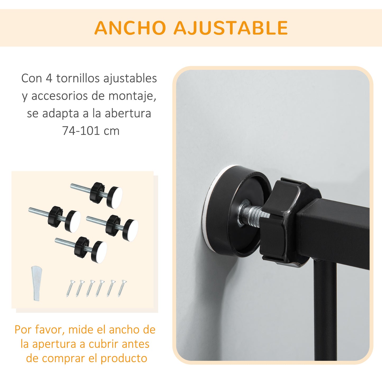 Pawhut Barrera De Seguridad Para Perros Con 1 Puerta 74-101x104,1 Cm Negro_5